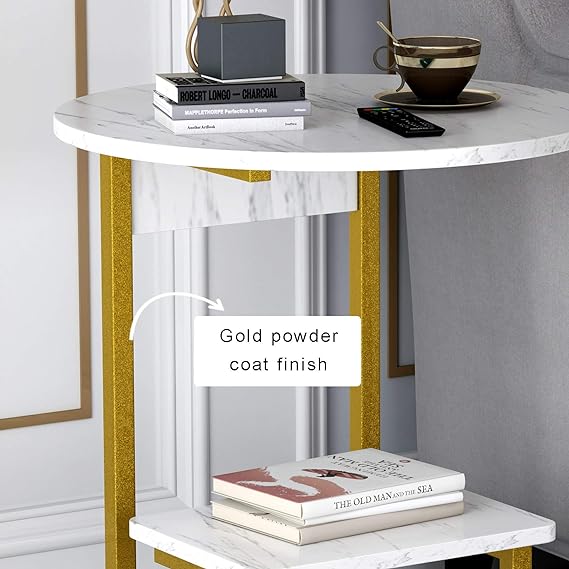 Gold round end side table
