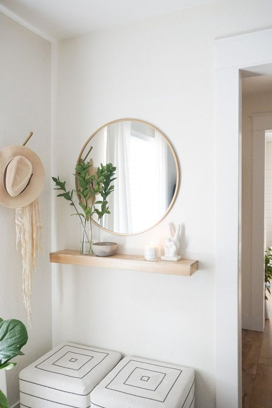Productive mirror with shelf