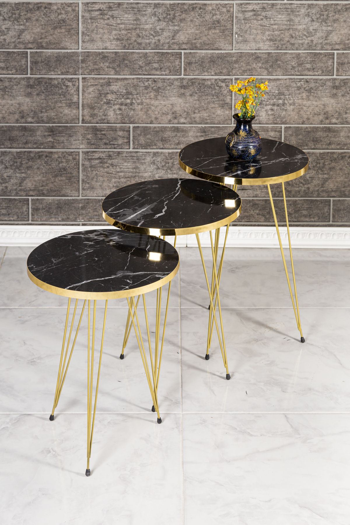 Black gold nesting tables