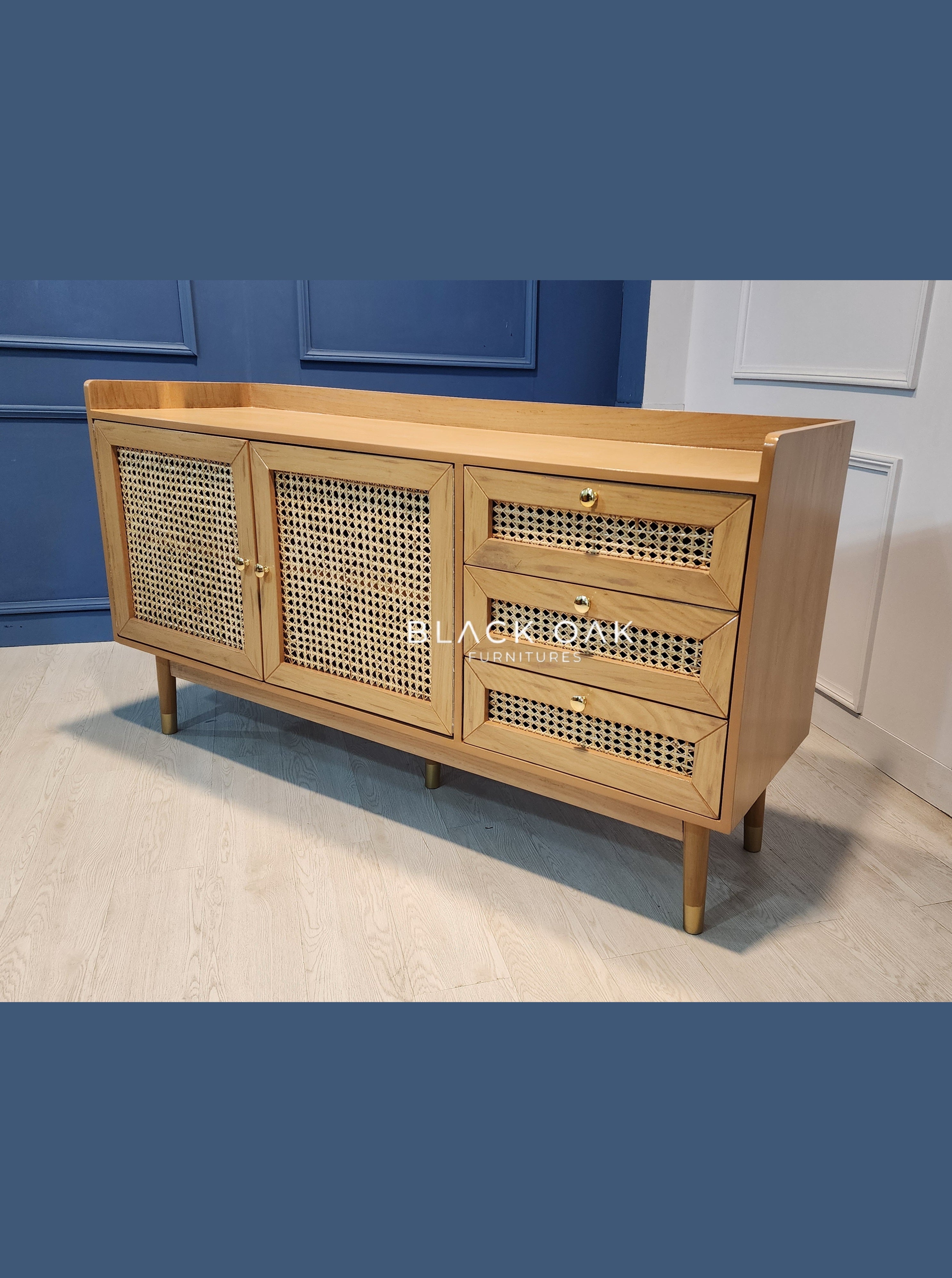 Hexagon rattan sideboard