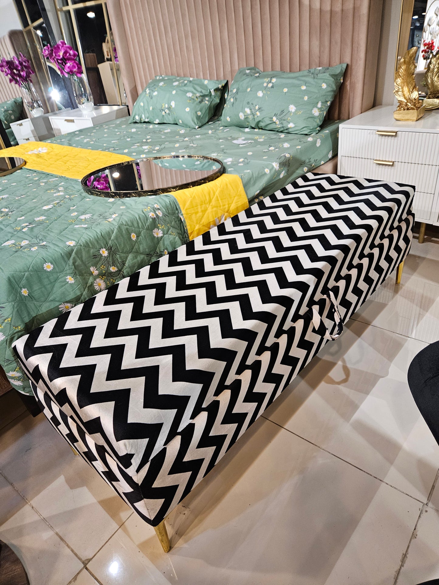 Zebra storage ottoman