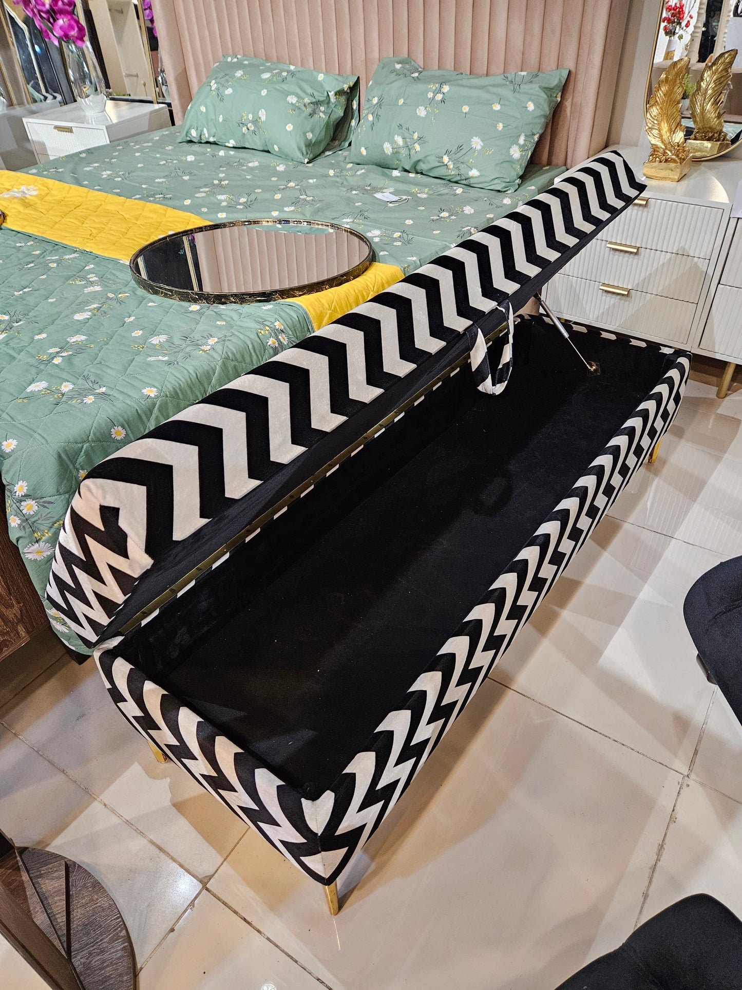 Zebra storage ottoman