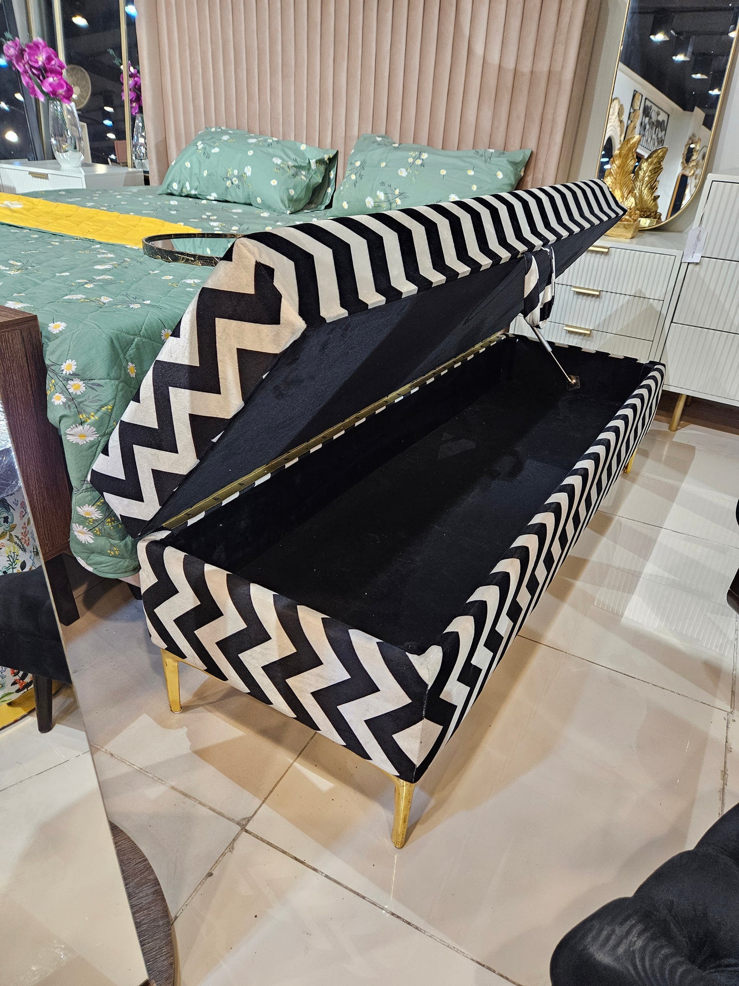 Zebra storage ottoman