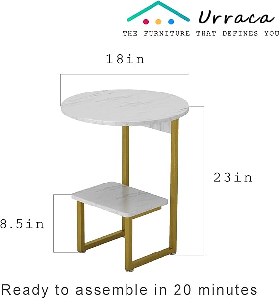 Gold round end side table