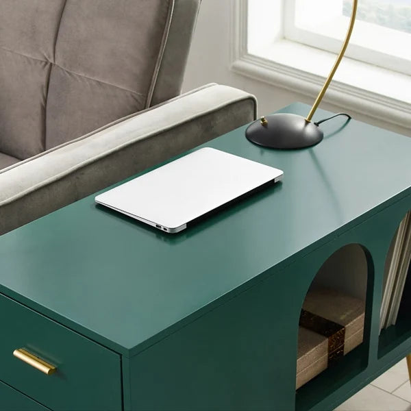 Narre Green End Table with Storage