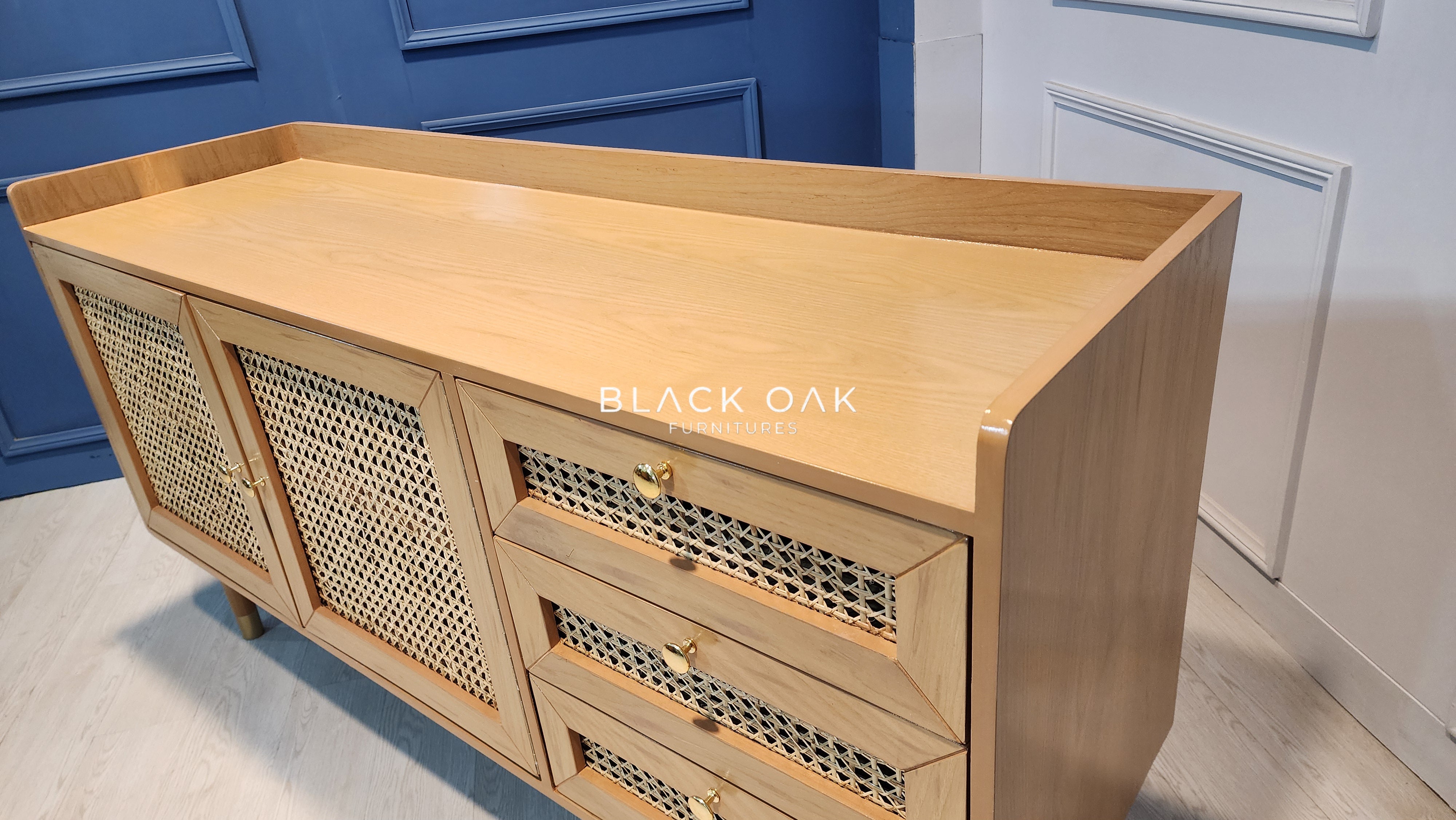 Hexagon rattan sideboard