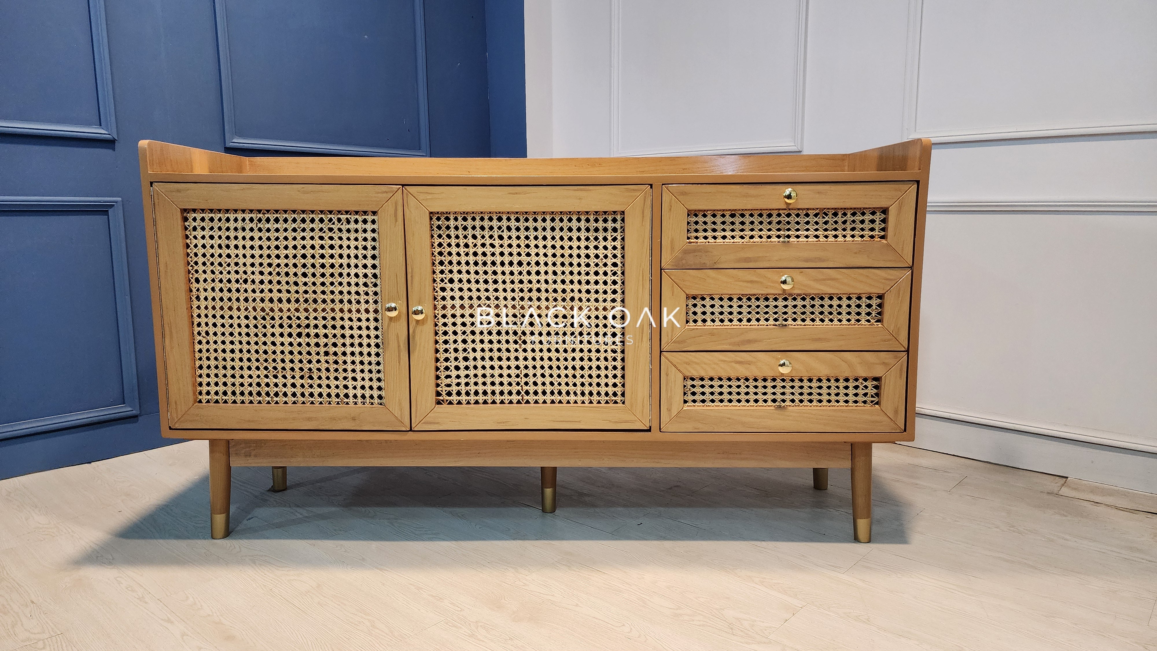 Hexagon rattan sideboard