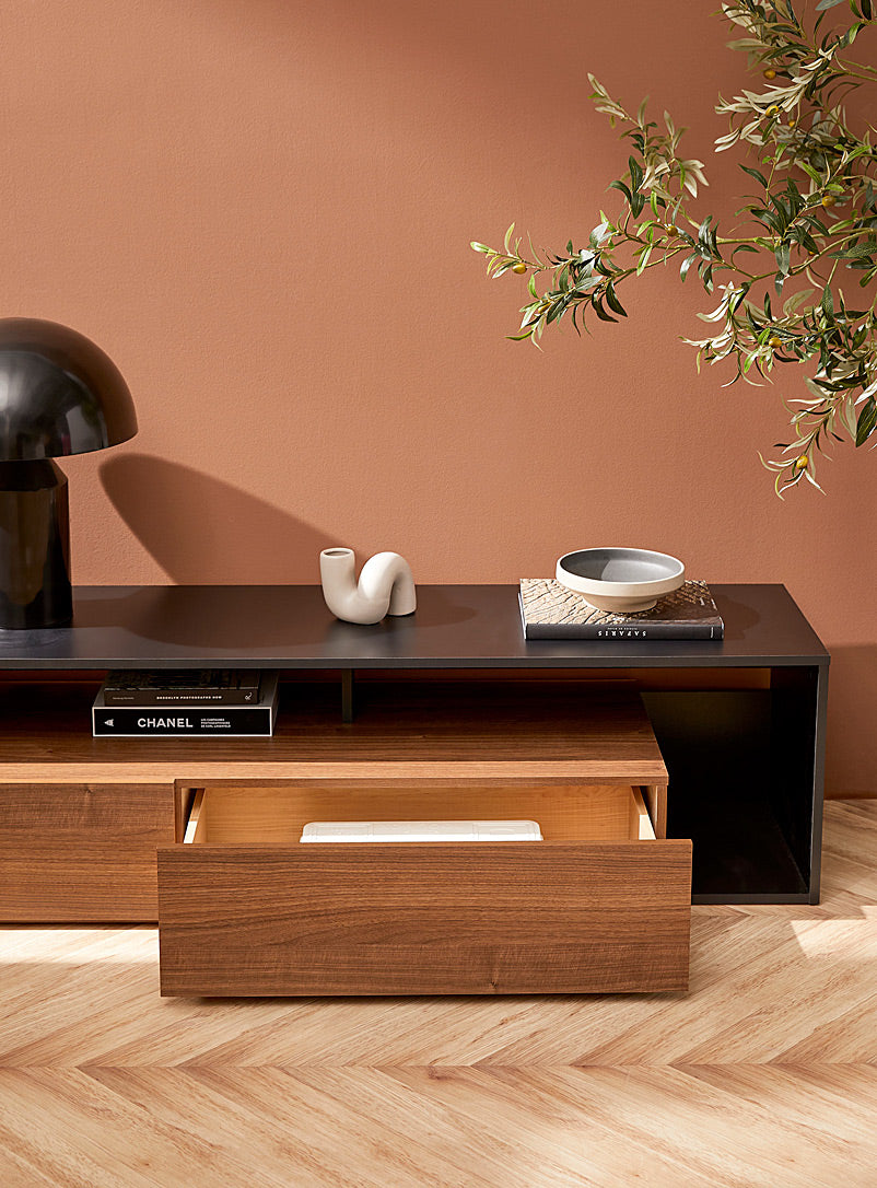 Simon walnut black led console