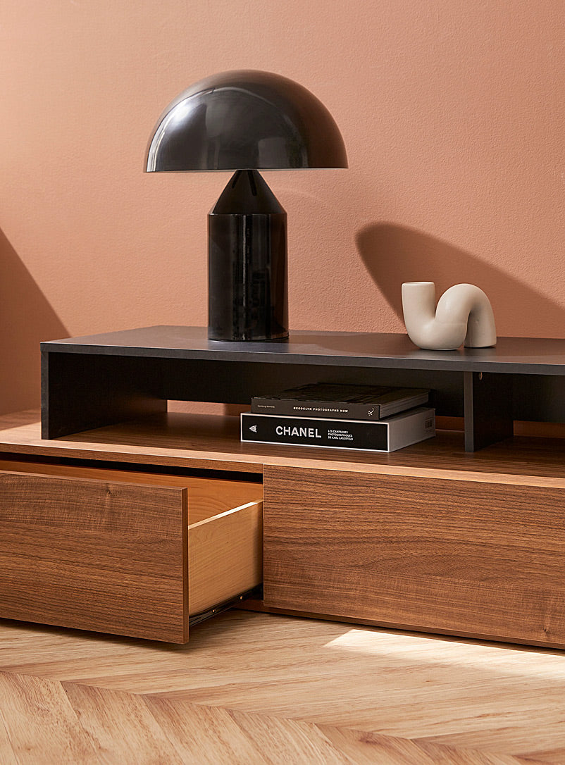 Simon walnut black led console