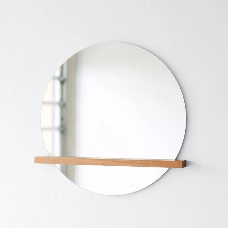 Round mirror with shelf